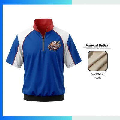 Custom Oxford Fabric Quarter Zip Windbreaker Jacket β Short Sleeve Baseball Team Jacket with Embroidery Logo