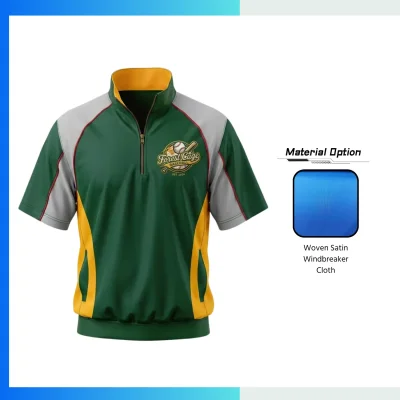 Custom Satin Quarter Zip Windbreaker Jacket β Short Sleeve Baseball Team Jacket with Embroidery Logo