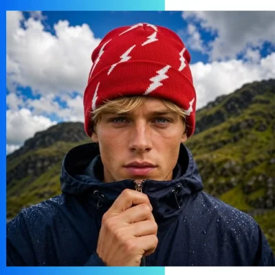 Alternative view of Spider Web Jacquard Knitted Beanie – Custom Gothic Winter Hat with Embroidery Options