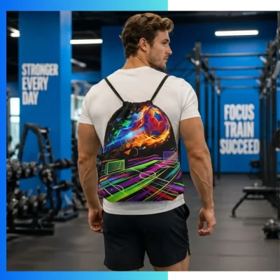 Alternative view of Custom 210D Polyester Drawstring Bag – Full Sublimation Gym & Event Backpack
