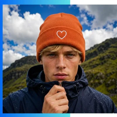 Alternative view of Kids Acrylic Cuffed Knitted Beanie Hat – Custom Logo Winter Cap for Children