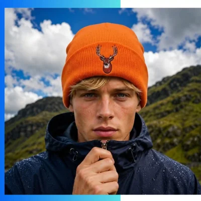 Alternative view of Custom Jacquard Knitted Cuffed Beanie Hat – 6-Color Logo Winter Beanie with Spandex Fit