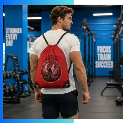 Alternative view of Custom Football Fabric Dye Sublimation Drawstring Bag – 13.5”x16.5” Sports Promotional Backpack