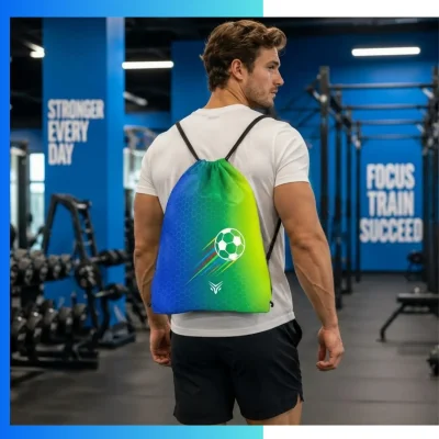 Alternative view of Custom Football Fabric Drawstring Bag – 13.5x16.5” Full Sublimation Sports Backpack