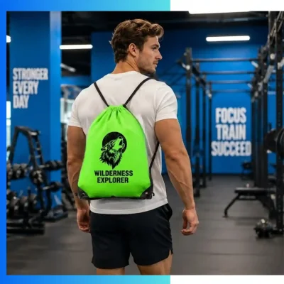 Alternative view of Large Custom Football Fabric Drawstring Bag – 15×18 Inch Sports Gear Backpack with Screen Printing