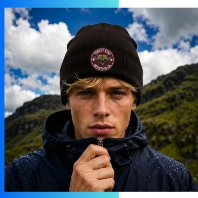 Alternative view of Two-Layer Jacquard Winter Beanie – Custom Knitted Acrylic Spandex Cuffed Warm Hat