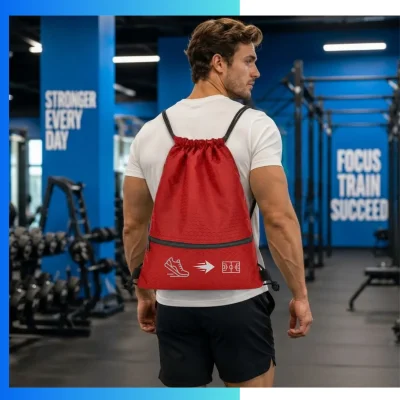 Alternative view of Large Custom Football Fabric Drawstring Bag – 15x18” Full Sublimation Sports Backpack