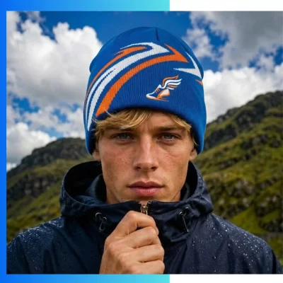 Alternative view of Custom Digital Printed Knitted Beanie – Full Color Edge-to-Edge Polyester Cuffed Hat