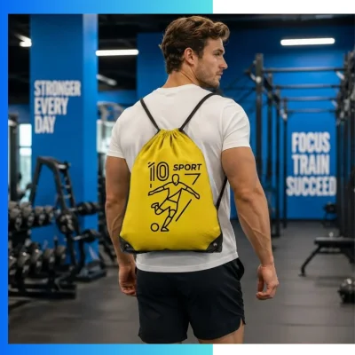 Alternative view of Custom Football Fabric Drawstring Bag – 13.5x16.5” Full Sublimation Sports Backpack