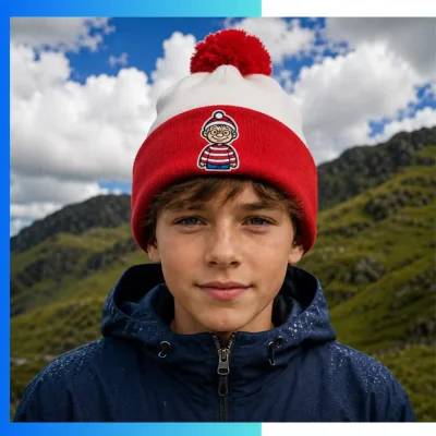 Alternative view of Value Knitted Pom Pom Cuffed Beanie - Stock Offer | 100% Acrylic Playful Winter Hat