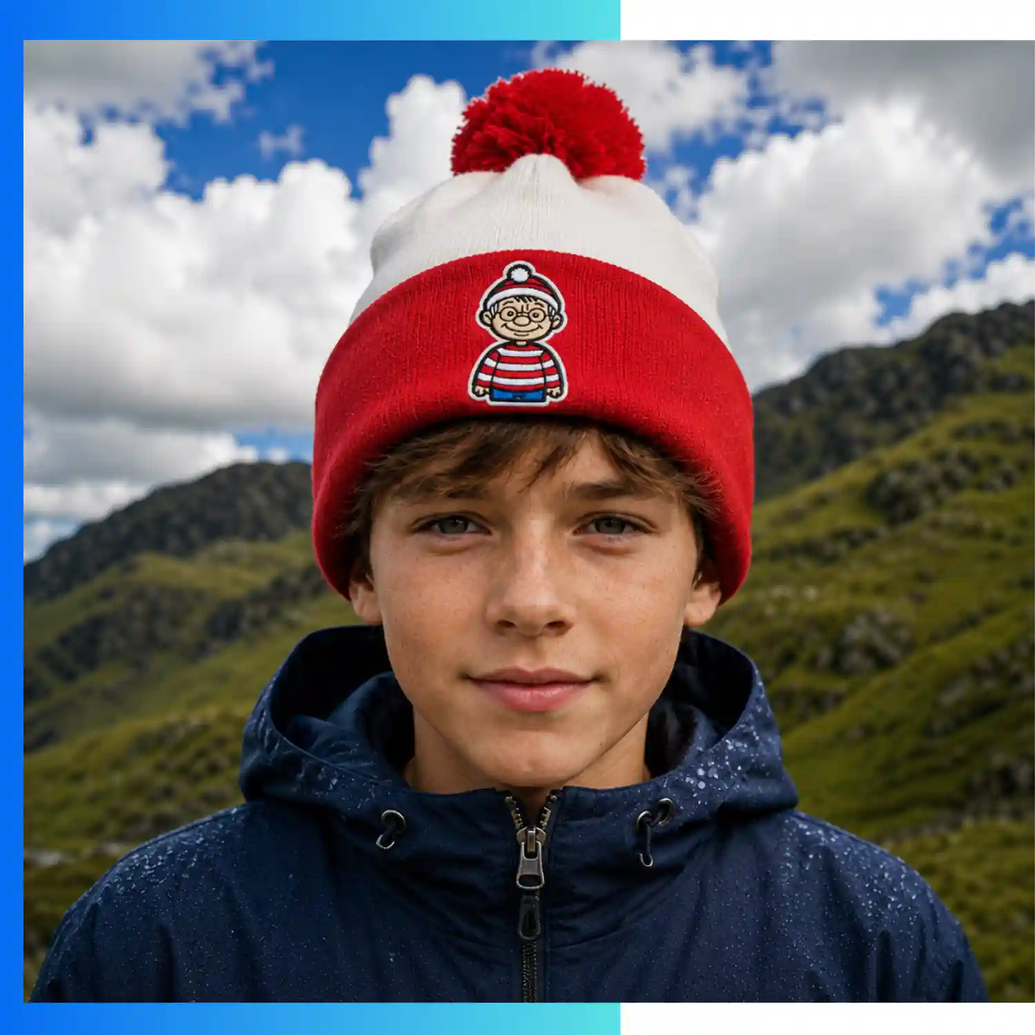 Value Knitted Pom Pom Cuffed Beanie - Stock Offer | 100% Acrylic Playful Winter Hat - Image 2