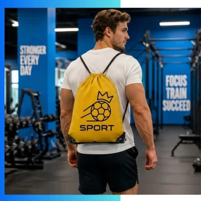 Alternative view of Large Custom Football Fabric Drawstring Bag – 15x18” Full Sublimation Sports Backpack