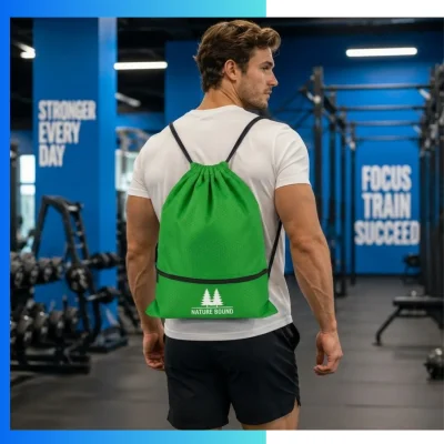 Alternative view of Premium Large Custom Football Fabric Drawstring Bag – 15x18” Full Sublimation Sports Backpack