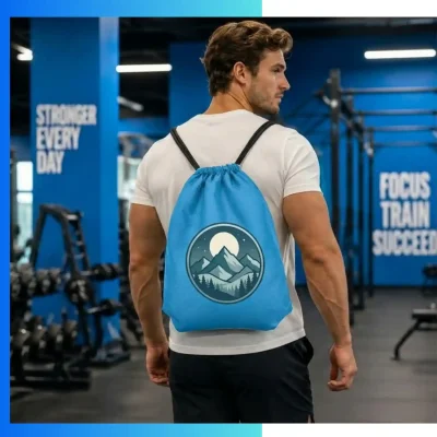 Alternative view of Custom Football Fabric Drawstring Bag – 13.5×16.5 Inch Sports Backpack with Screen Printing