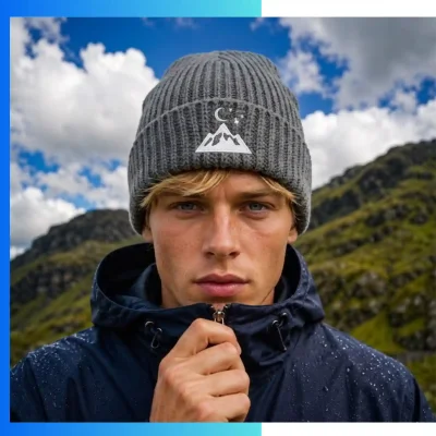 Alternative view of Extra-Large Knitted Cuffed Winter Beanie – 100% Polyester Flat Knit Custom Logo Beanie