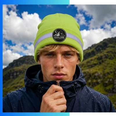 Alternative view of Reflective Stripe Safety Beanie – Custom Embroidery Workwear Winter Hat (100% Acrylic)