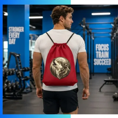 Alternative view of Large Custom Football Fabric Drawstring Bag – 15×18 Inch Oversized Sports Backpack with Screen Printing