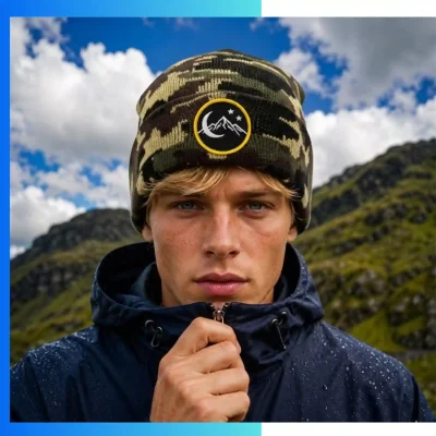 Alternative view of Unisex Camouflage Jacquard Cuffed Beanie – 100% Acrylic Warm Knit Winter Hat with Custom Logo Options