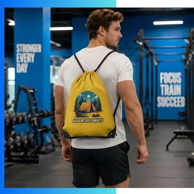 Alternative view of Custom Football Texture Drawstring Bag 15×18 – Screen Print Sports Backpack