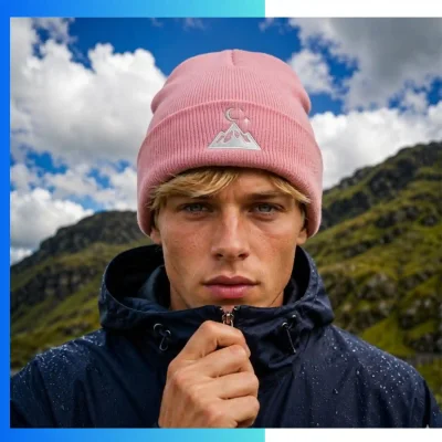 Alternative view of Custom Jacquard Striped Cuffed Knitted Beanie – 6-Color Yarn Knit Winter Hat for Teams & Brands