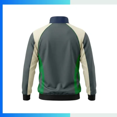 Alternative view of Custom Long Sleeve Satin Quarter Zip Baseball Windbreaker – 3D Embroidery Team Jacket