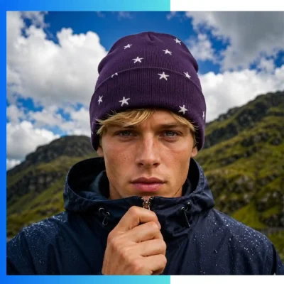 Alternative view of Custom Jacquard Star Knitted Beanie – Stretch Fit Acrylic Winter Hat for Festivals, Brands & Events