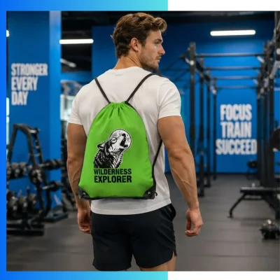 Alternative view of Custom Dye Sublimation Drawstring Bag – 210D Polyester Gym Sack with Leather Reinforced Bottom