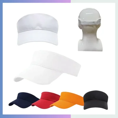 Breathable cotton open top sun visor 7.7cm pre curved brim adjustable hook and loop strap