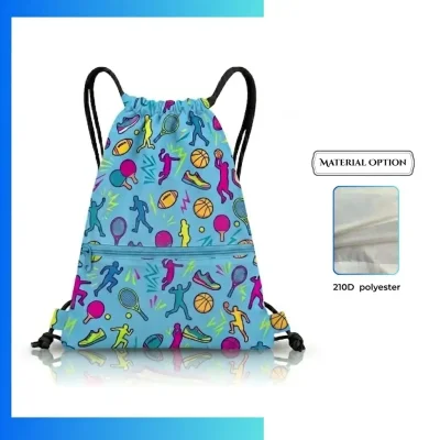 Custom 210D Drawstring Bag with Zipper Pocket β Premium Screen Print Promo Bag