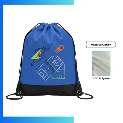 Reinforced Bottom Custom Dye Sublimation Drawstring Bag 13.5Γ16.5 β 210D Polyester Gym Sack with Structural Base